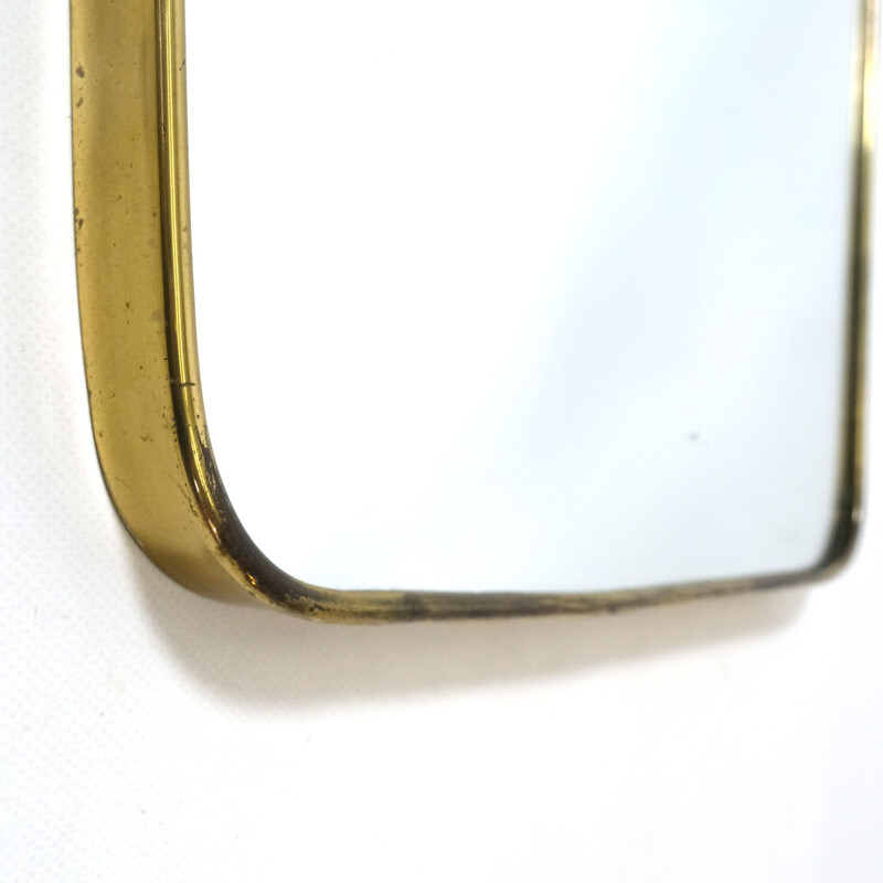 Vintage free form mirror in brass, Italy 1950