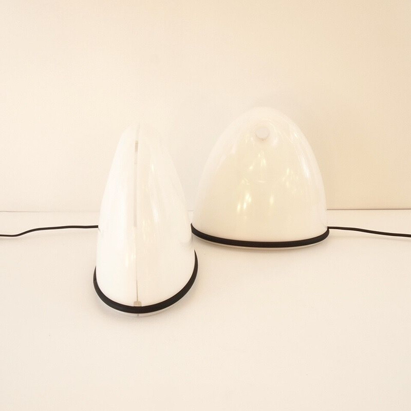 Pair of vintage white plastic lamps by Bruno Gecchelin for Guzzini, 1980