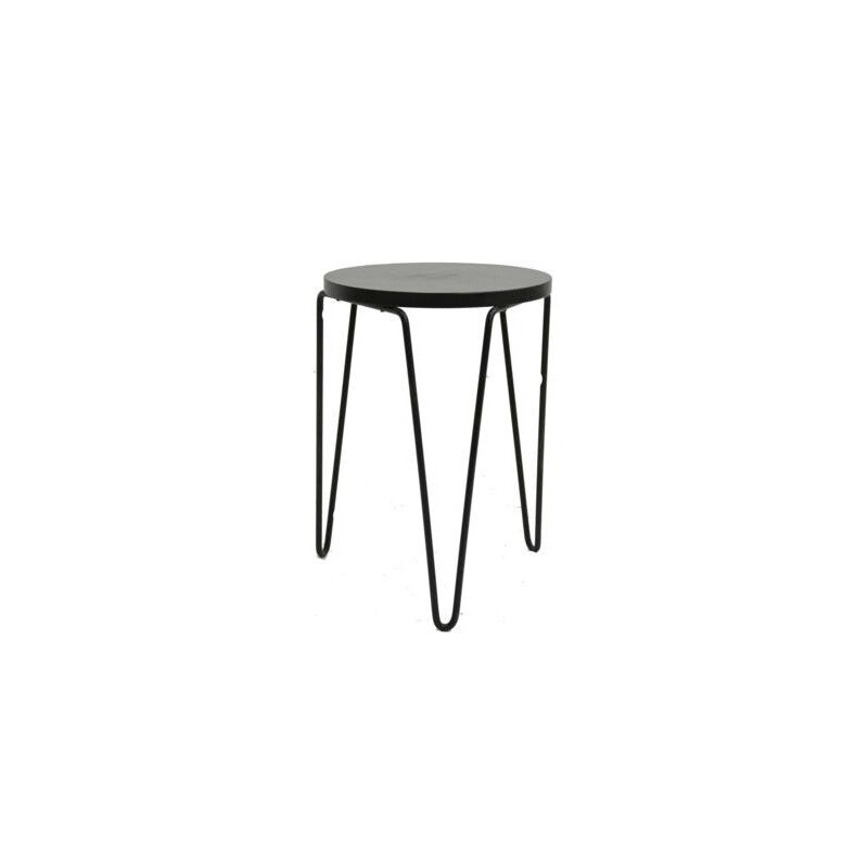 "75" stool in black metal, Florence KNOLL - 1950s