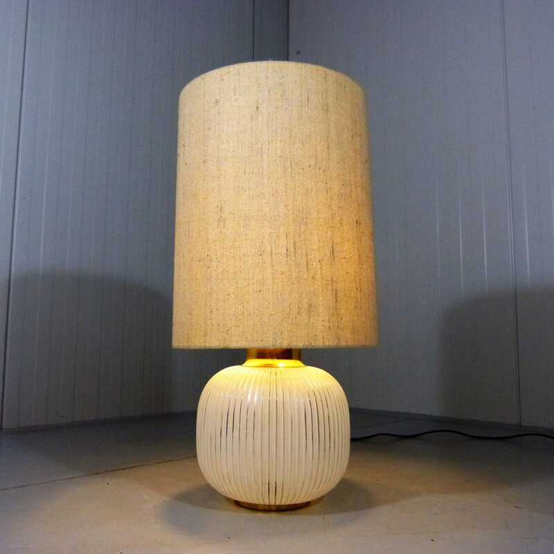 Large vintage glass table lamp by Glashütte Limburg, Germany 1970