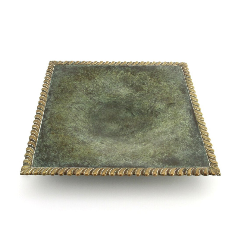 Vintage Centerpiece in green painted brass, 1940s