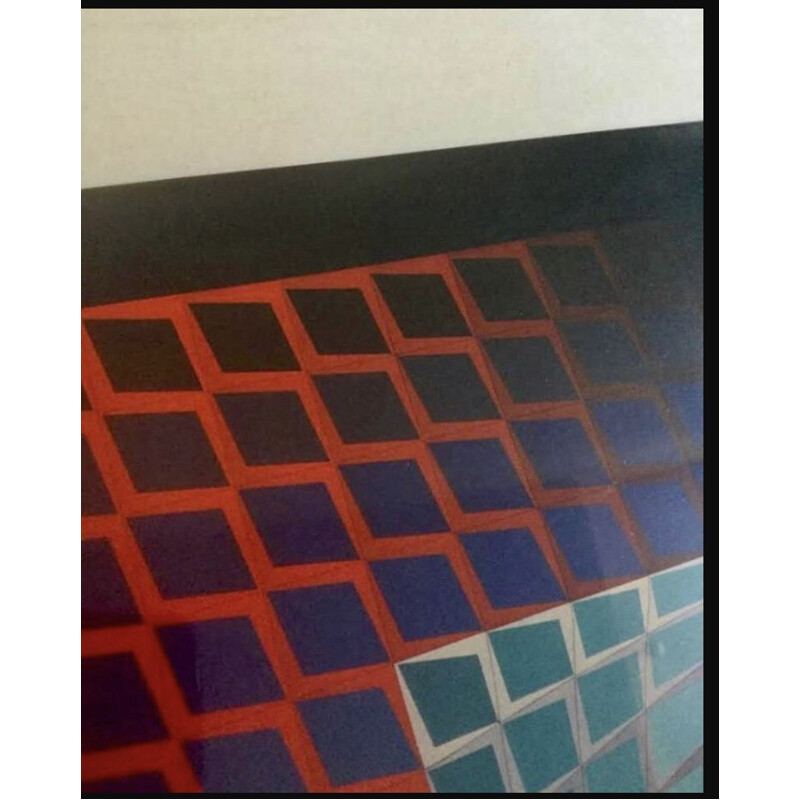 Vintage Lithograph by Vasarely, 1970s