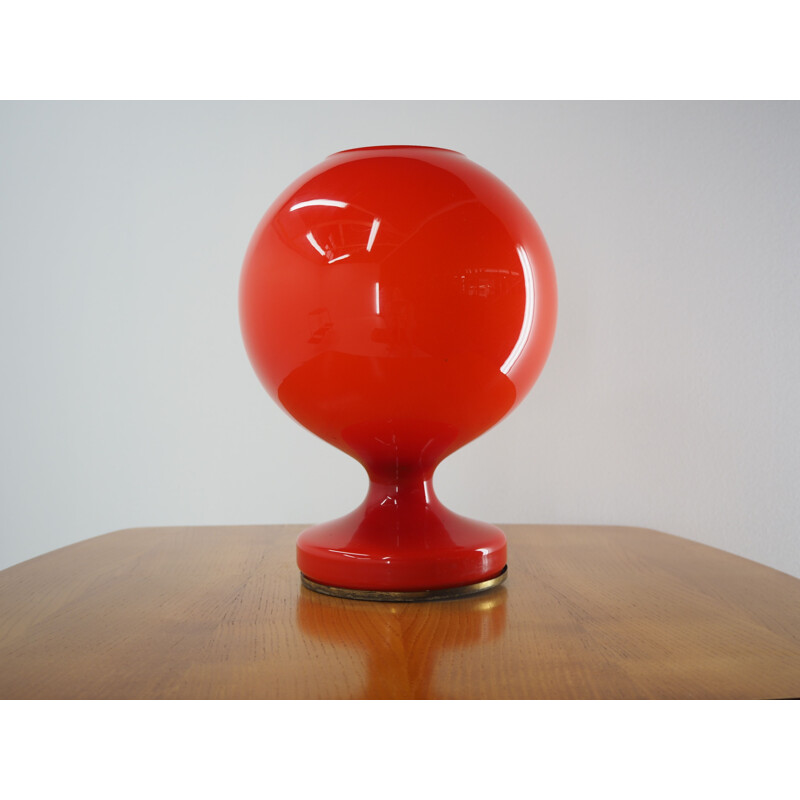 Midcentury Red All Glass Table Lamp by Stefan Tabery for OPP Jihlava, 1970s