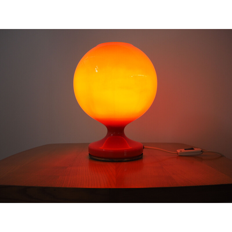 Midcentury Red All Glass Table Lamp by Stefan Tabery for OPP Jihlava, 1970s