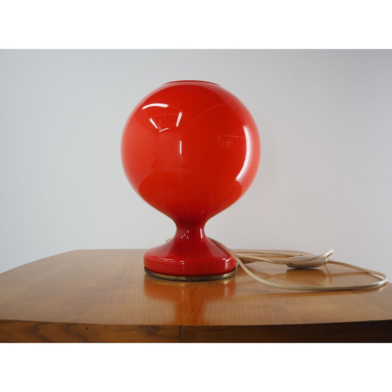 Midcentury Red All Glass Table Lamp by Stefan Tabery for OPP Jihlava, 1970s