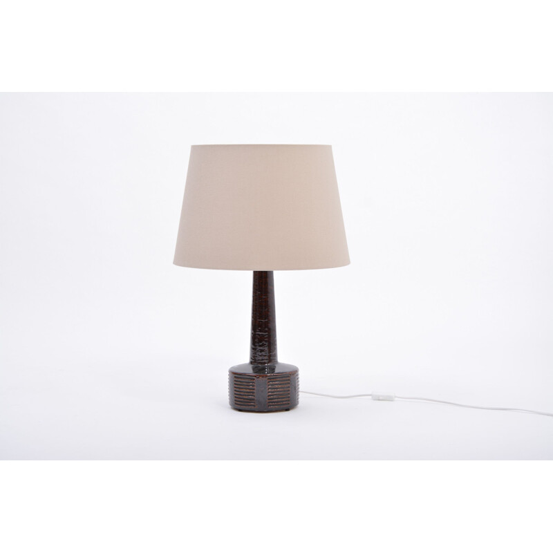 Lampe de table vintage en céramique et brun foncé par Linnemann Schmidt 1970