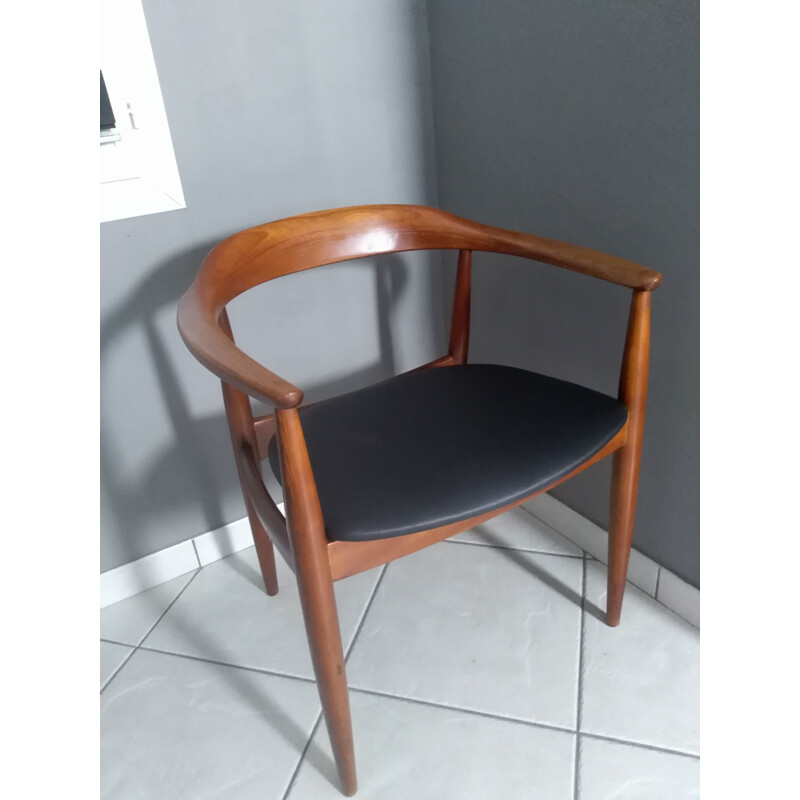 Vintage teakhouten fauteuil van IllUM Wikkelso voor Niels Eilersen, Denemarken, 1960