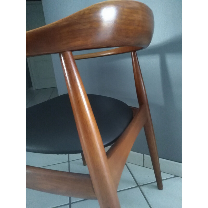 Poltrona vintage in teak di IllUM Wikkelso per Niels Eilersen, Danimarca, 1960