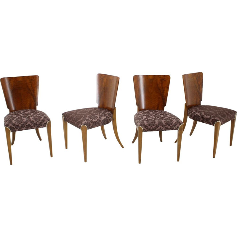 Lot de 4 chaises vintage H-214 pour UP Závody Jindrich Halabala Art Déco 1940