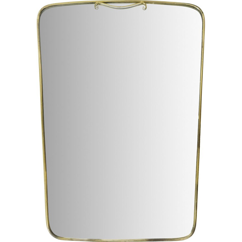 Vintage free form mirror in brass, Italy 1950