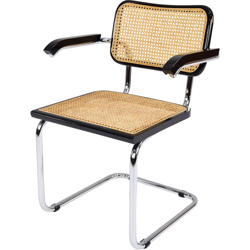  Mid-Century  B64 Cesca Chair with arms by Marcel Breuer, Italy 1970s