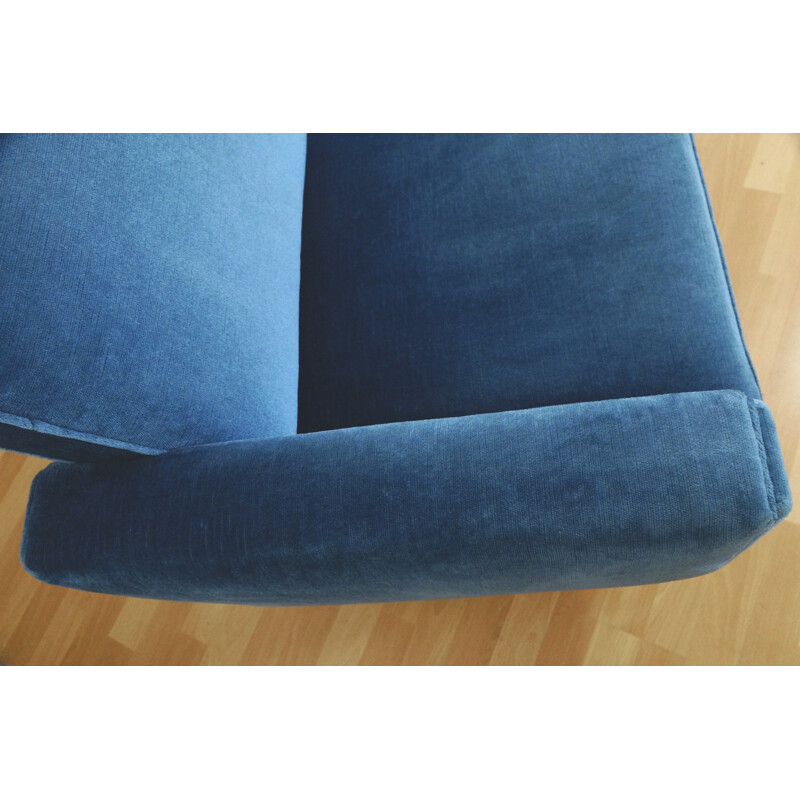 Scandinavian 4-seater blue sofa, Hans J WEGENR - 1950s