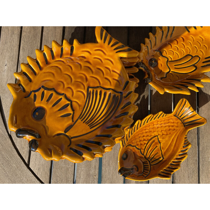 Vintage Fish Set Vallauris Ceramic 28 pieces - 1960 
