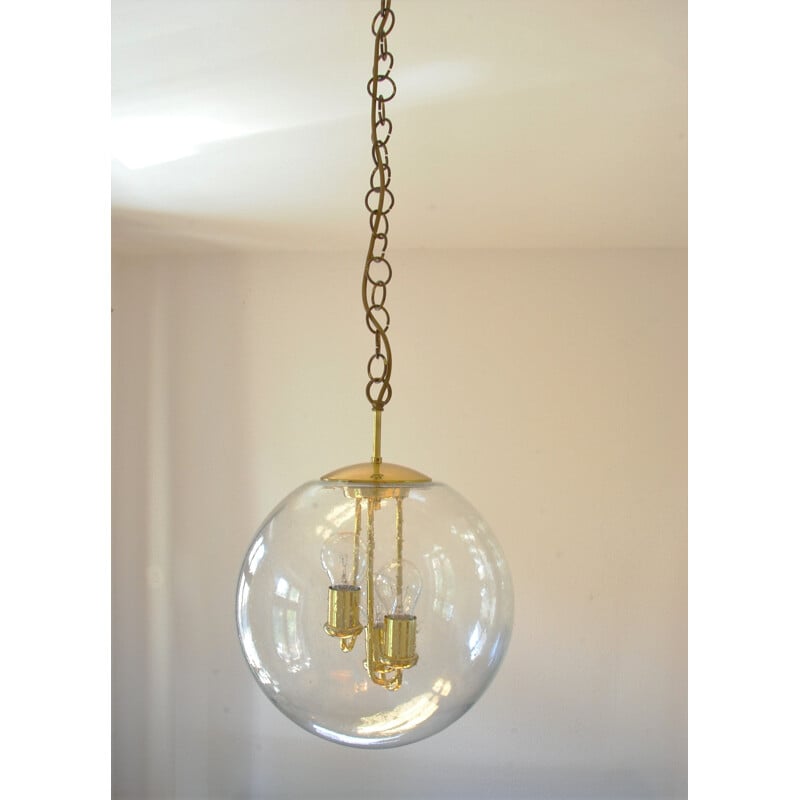 Large Mid-Century Round Brass Sputnik Pendant Lamp from Doria Leuchten, 1960s 