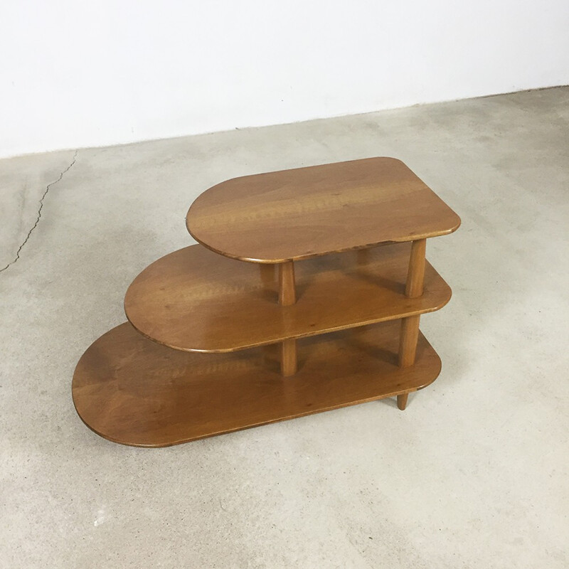 Wooden side table with shelves - 1960s