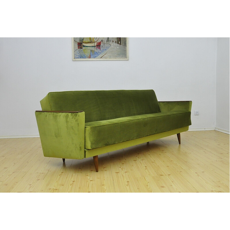Canapé-lit vintage en velours 1960