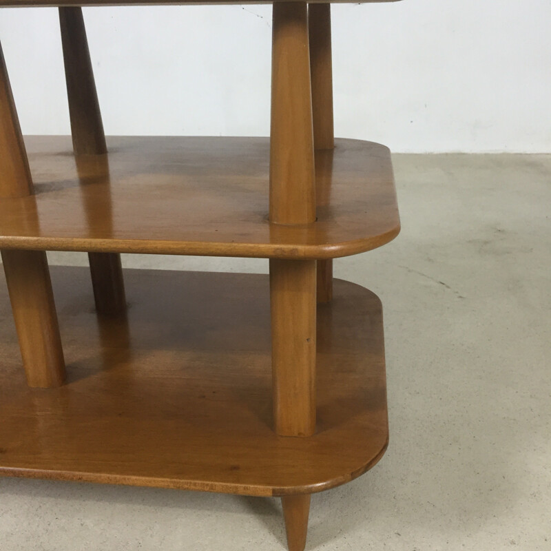 Wooden side table with shelves - 1960s