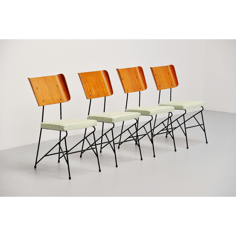 4 Chaises vintage Carlo Ratti pour Legni Curva Italie 1950