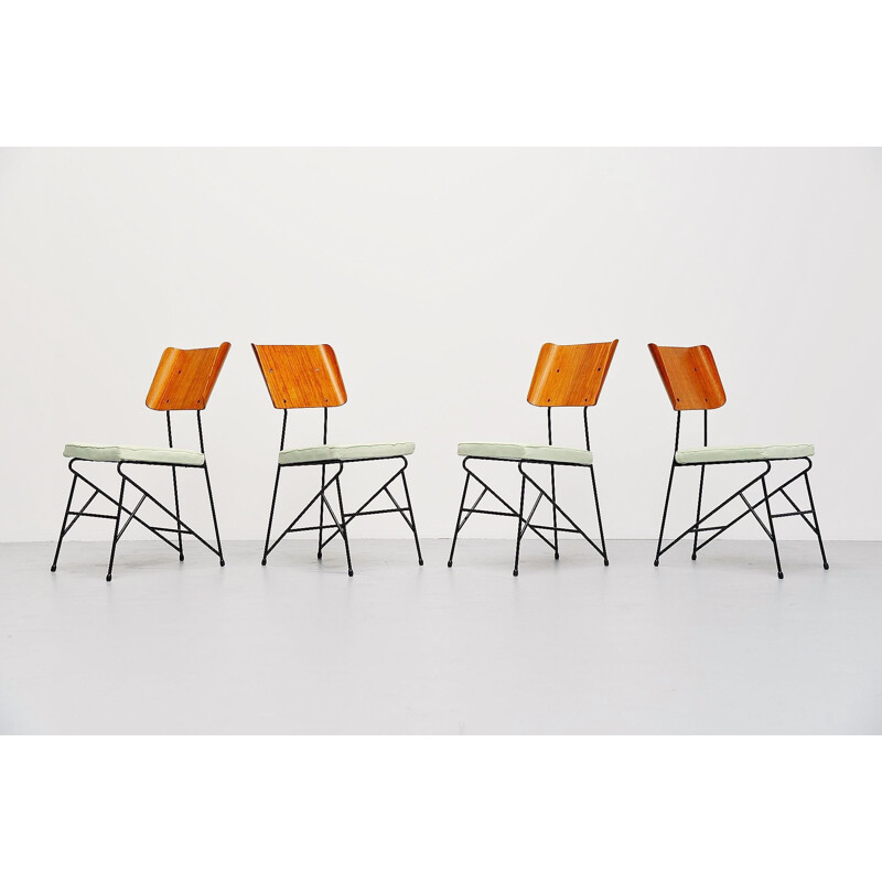 4 Vintage Carlo Ratti dining chairs for Legni Curva Italy 1950