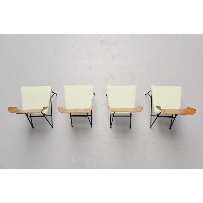 4 Vintage Carlo Ratti dining chairs for Legni Curva Italy 1950