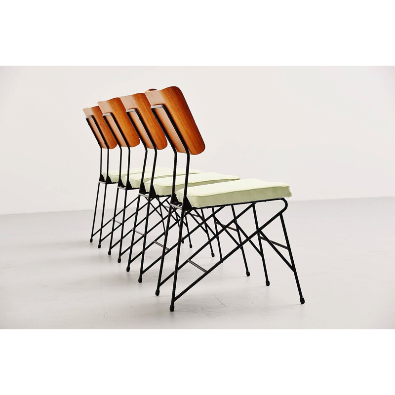 4 Vintage Carlo Ratti dining chairs for Legni Curva Italy 1950