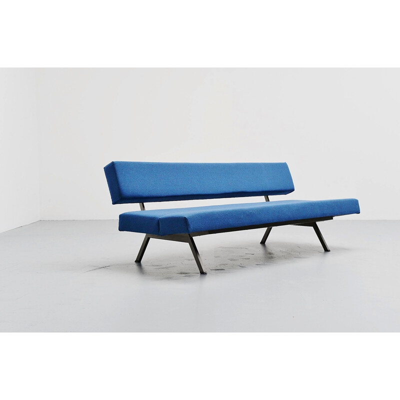 Vintage blue daybed sofa Dutch 1960