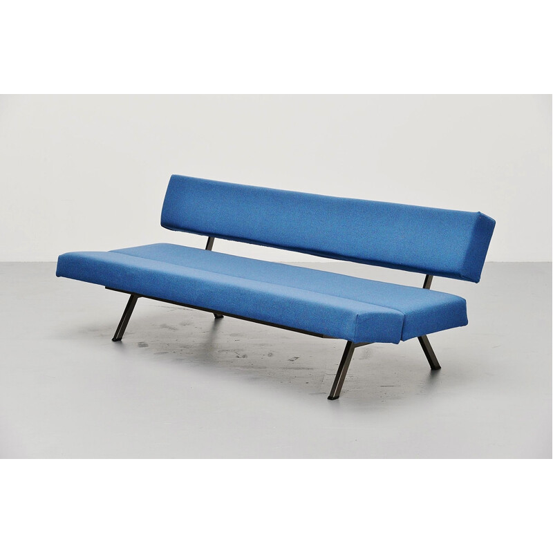 Vintage blue daybed sofa Dutch 1960
