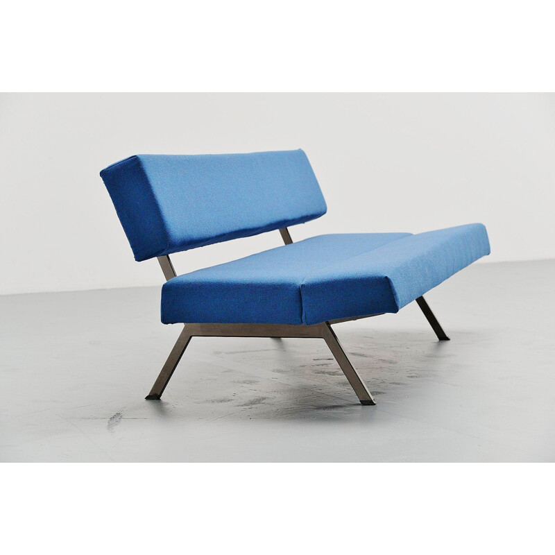 Vintage blue daybed sofa Dutch 1960