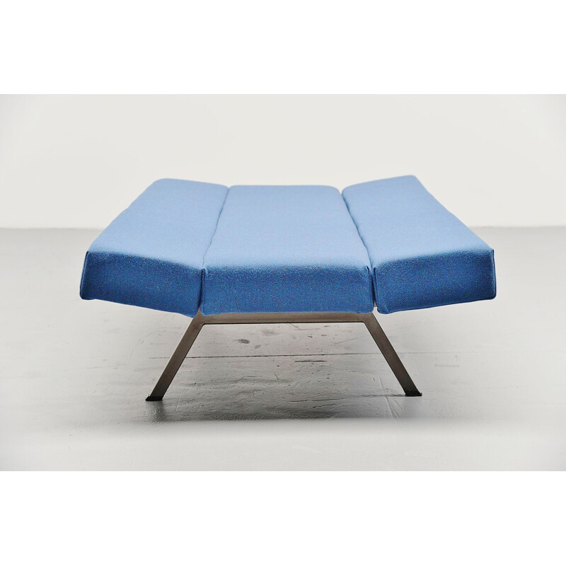 Vintage blue daybed sofa Dutch 1960