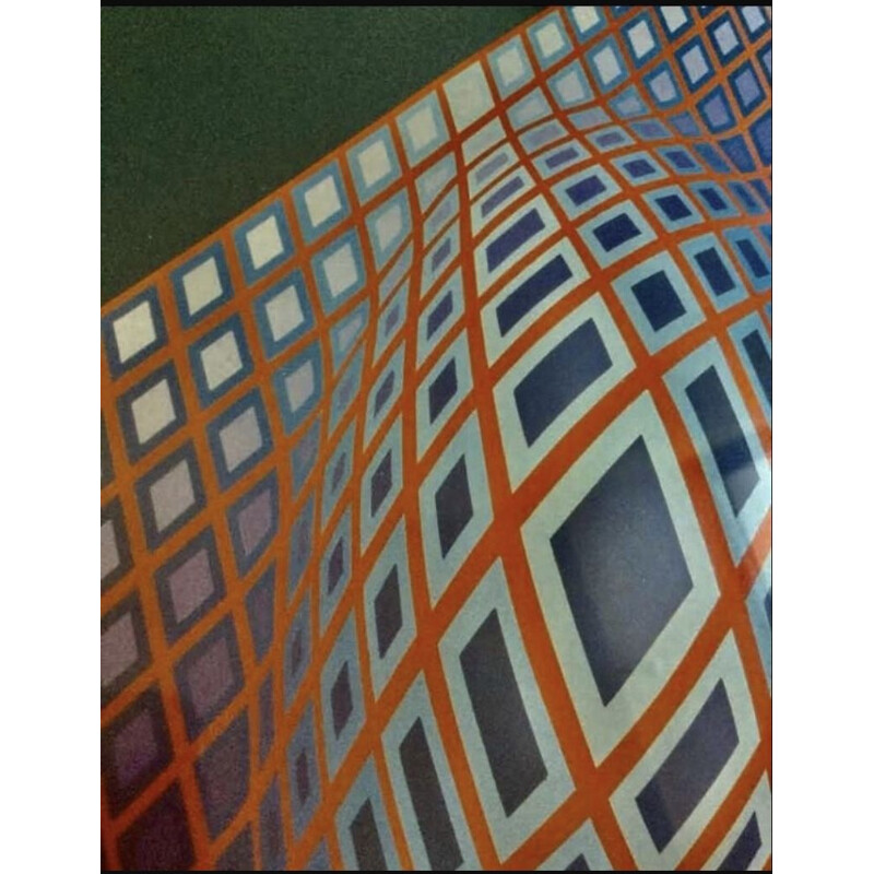 Vintage Lithograph by Victor Vasarely, 1970s