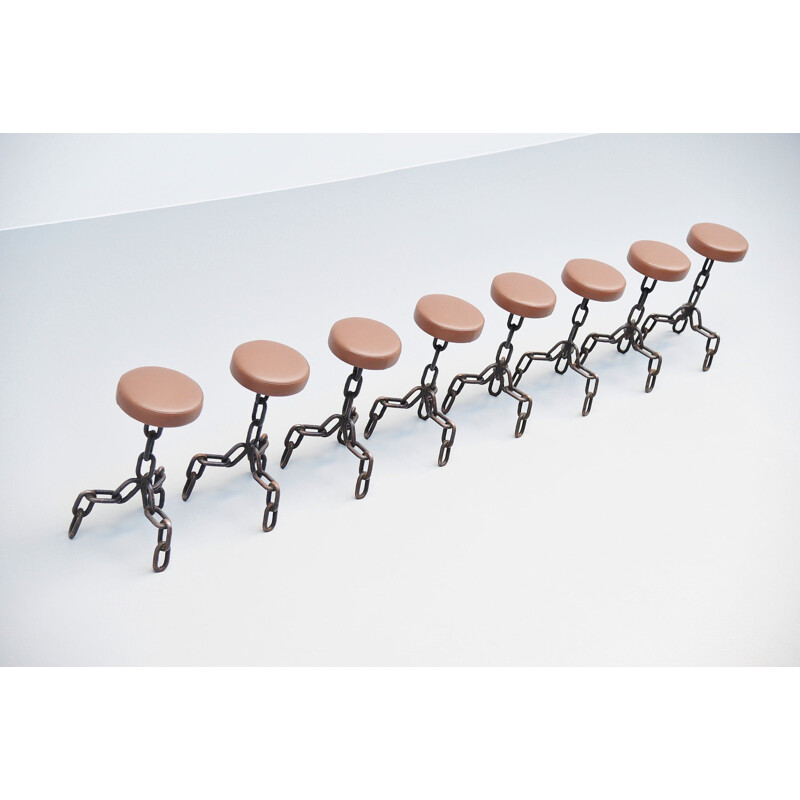 8 Vintage Franz West brutalist stools Holland 1970