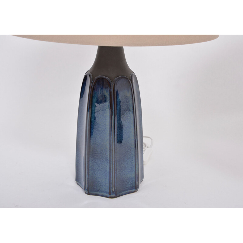 Paire de grandes lampes de table vintage en grès bleu 1042 par Einar Johansen pour Søholm