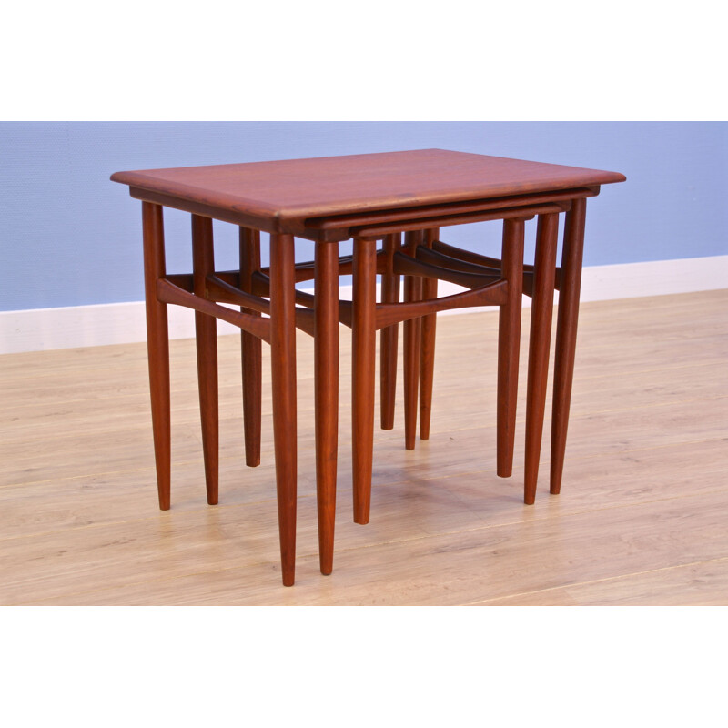 Set of 3 nesting tables in teak Danish 1960s