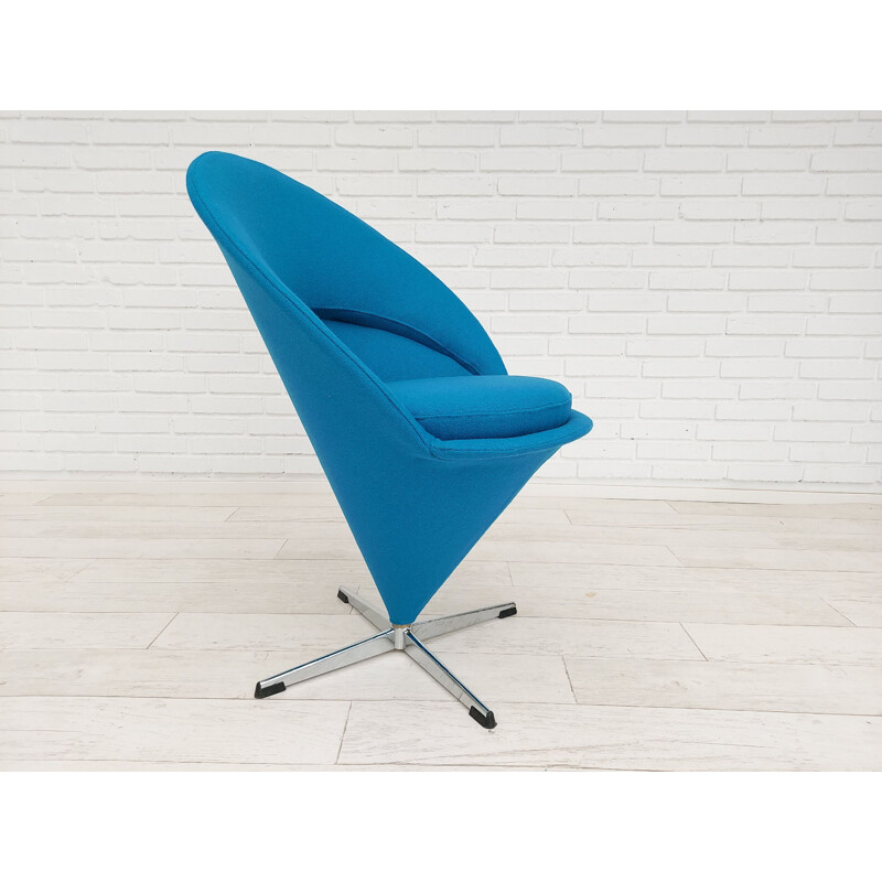 Vintage blue Cone chair by Verner Panton Danish 1970s