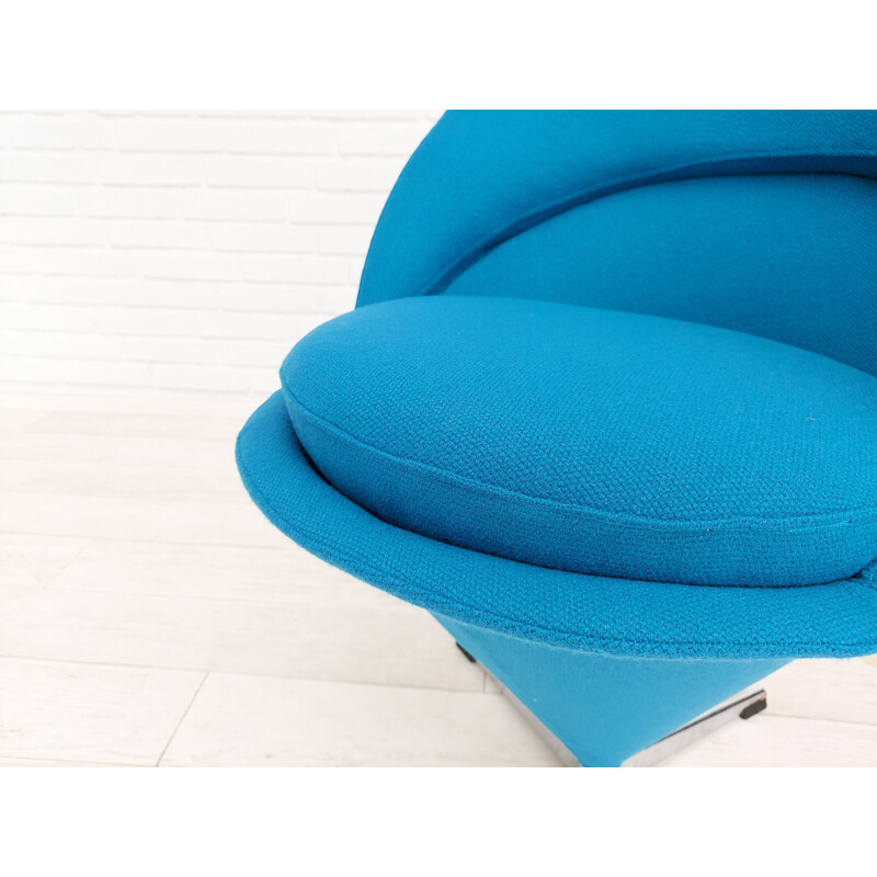 Vintage blue Cone chair by Verner Panton Danish 1970s