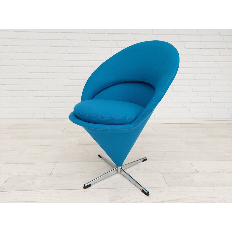 Vintage blue Cone chair by Verner Panton Danish 1970s