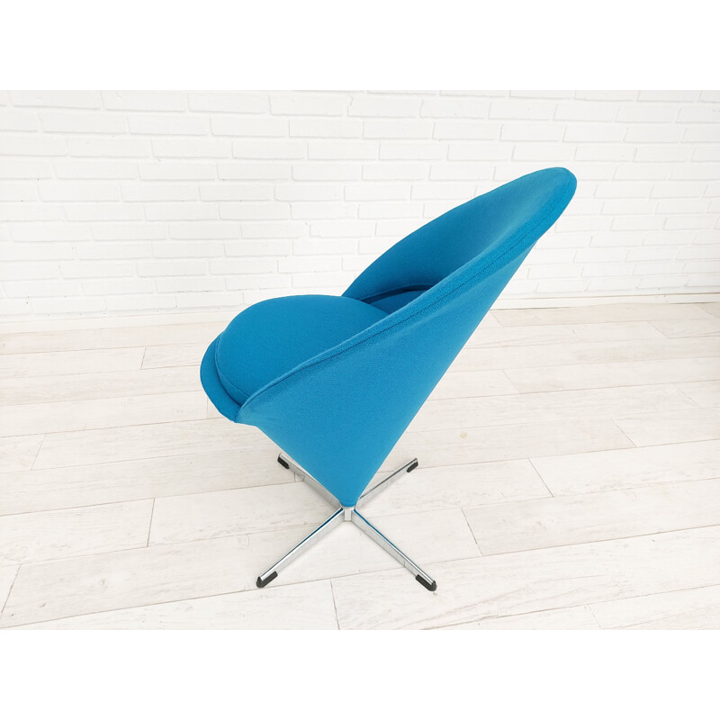 Vintage blue Cone chair by Verner Panton Danish 1970s