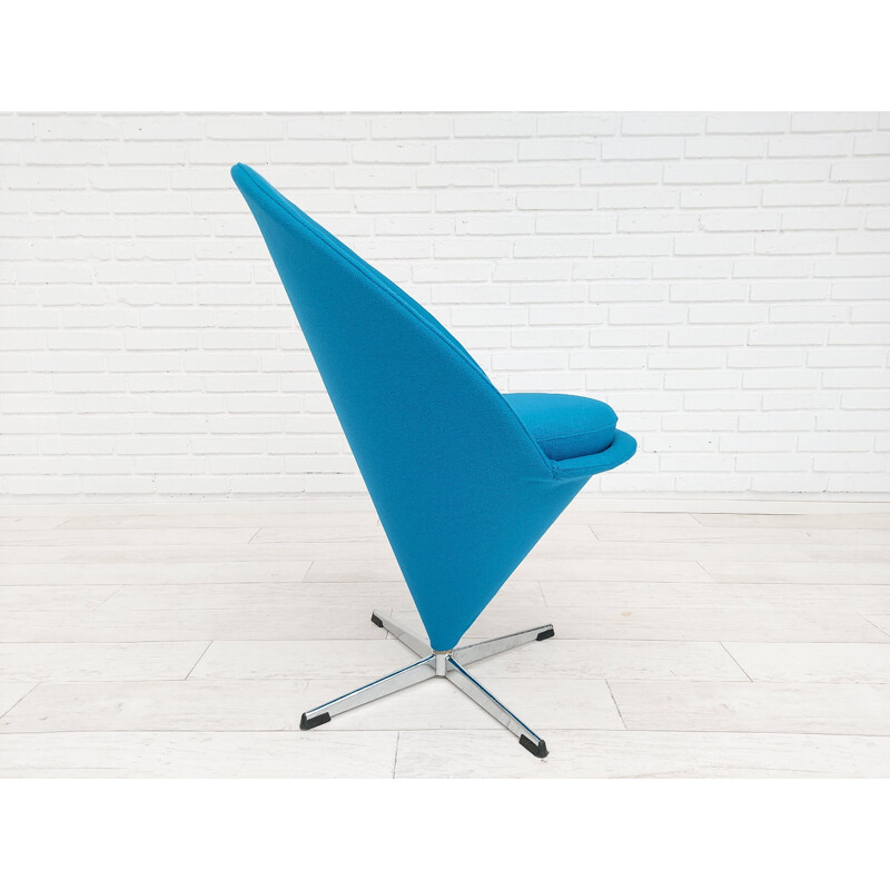 Vintage blue Cone chair by Verner Panton Danish 1970s