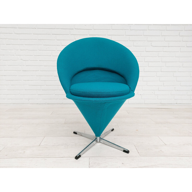 Vintage turquoise blue "Cone chair" by Verner Panton Danish 1970s