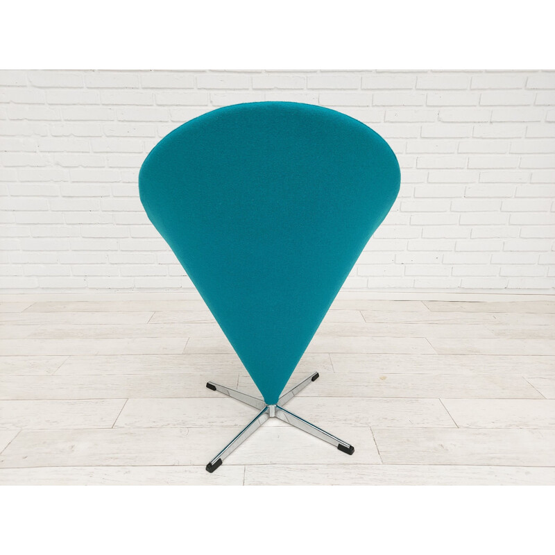 Vintage turquoise blue "Cone chair" by Verner Panton Danish 1970s