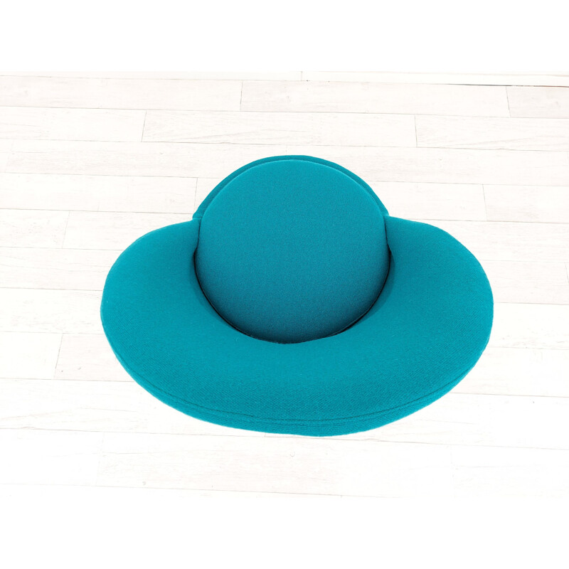 Vintage turquoise blue "Cone chair" by Verner Panton Danish 1970s