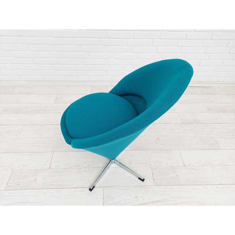Vintage turquoise blue "Cone chair" by Verner Panton Danish 1970s