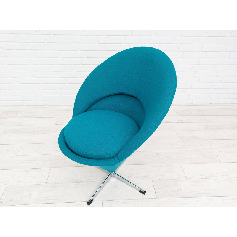 Vintage turquoise blue "Cone chair" by Verner Panton Danish 1970s