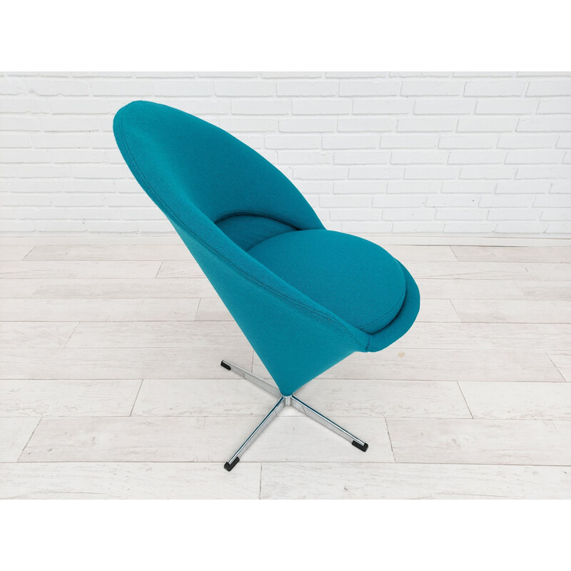 Vintage turquoise blue "Cone chair" by Verner Panton Danish 1970s