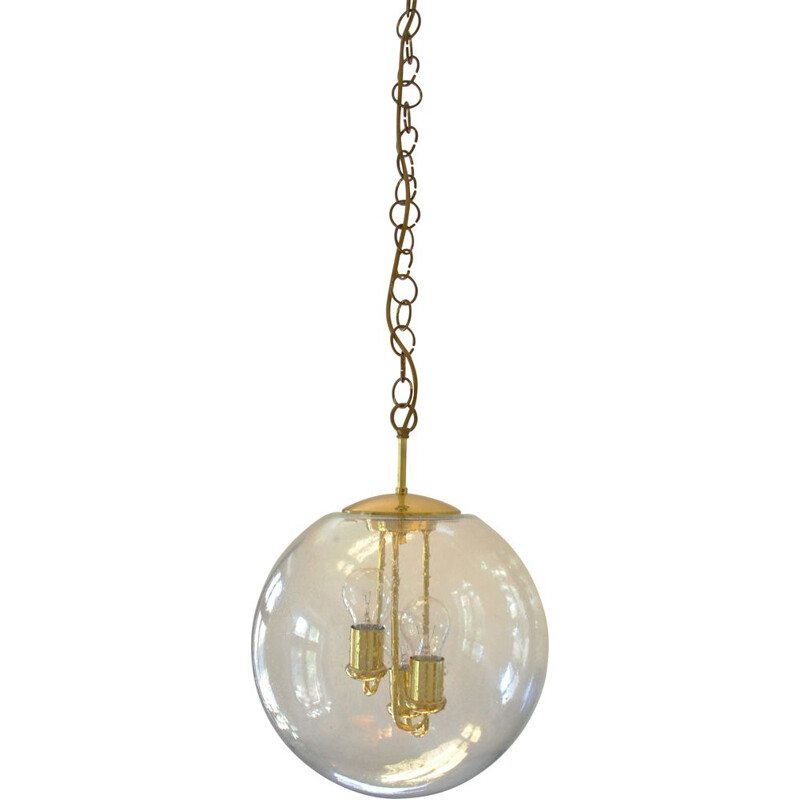 Large Mid-Century Round Brass Sputnik Pendant Lamp from Doria Leuchten, 1960s 