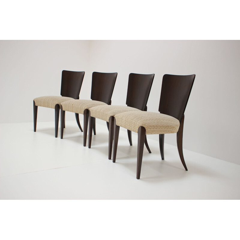 Lot de 4 chaises Vintage H-214 de Jindrich Halabala pour UP Závody Art Deco