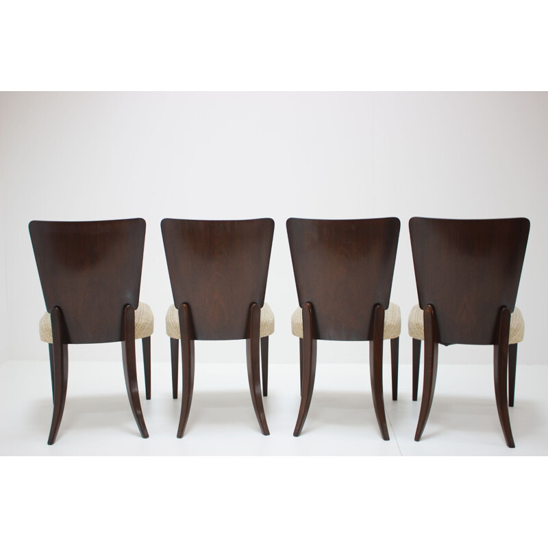 Lot de 4 chaises Vintage H-214 de Jindrich Halabala pour UP Závody Art Deco