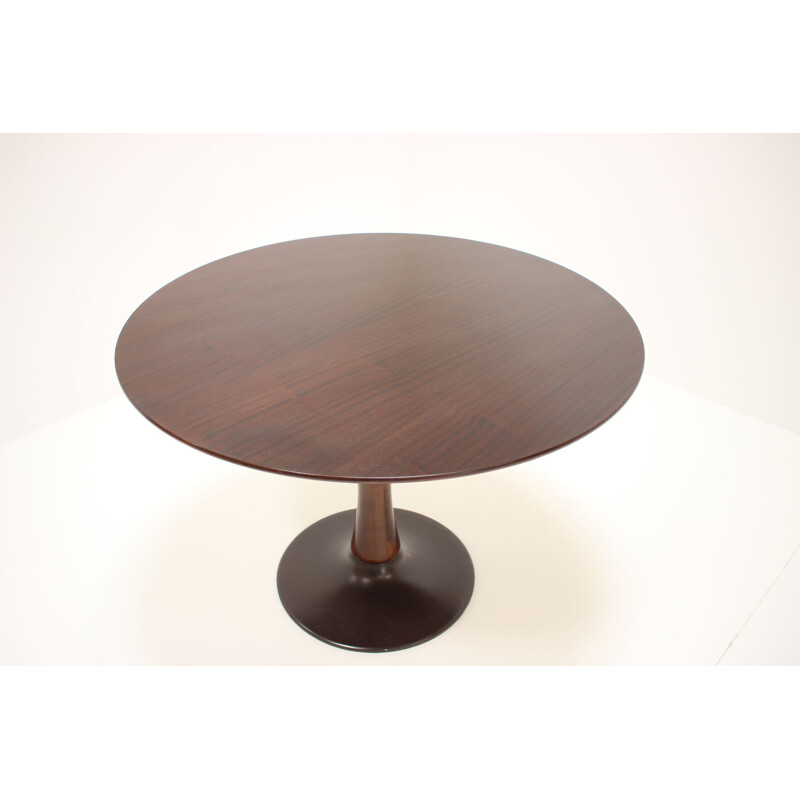 Vintage Beech Round Dining Table, Czechoslovakia 1970s