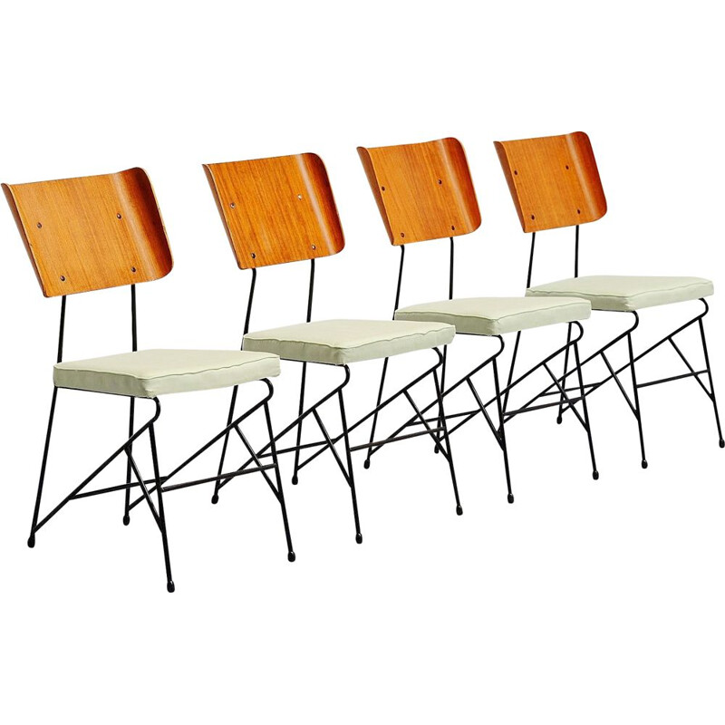 4 Vintage Carlo Ratti dining chairs for Legni Curva Italy 1950