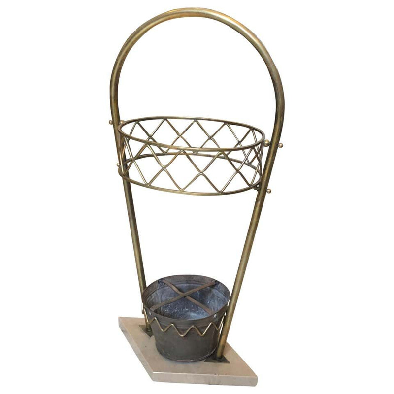 Mid-Century Brass and Marble Umbrella Stand 1950s